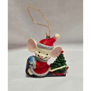 Vintage Mouse Christmas Ornament Santa Hat Tree Holiday Decoration‎